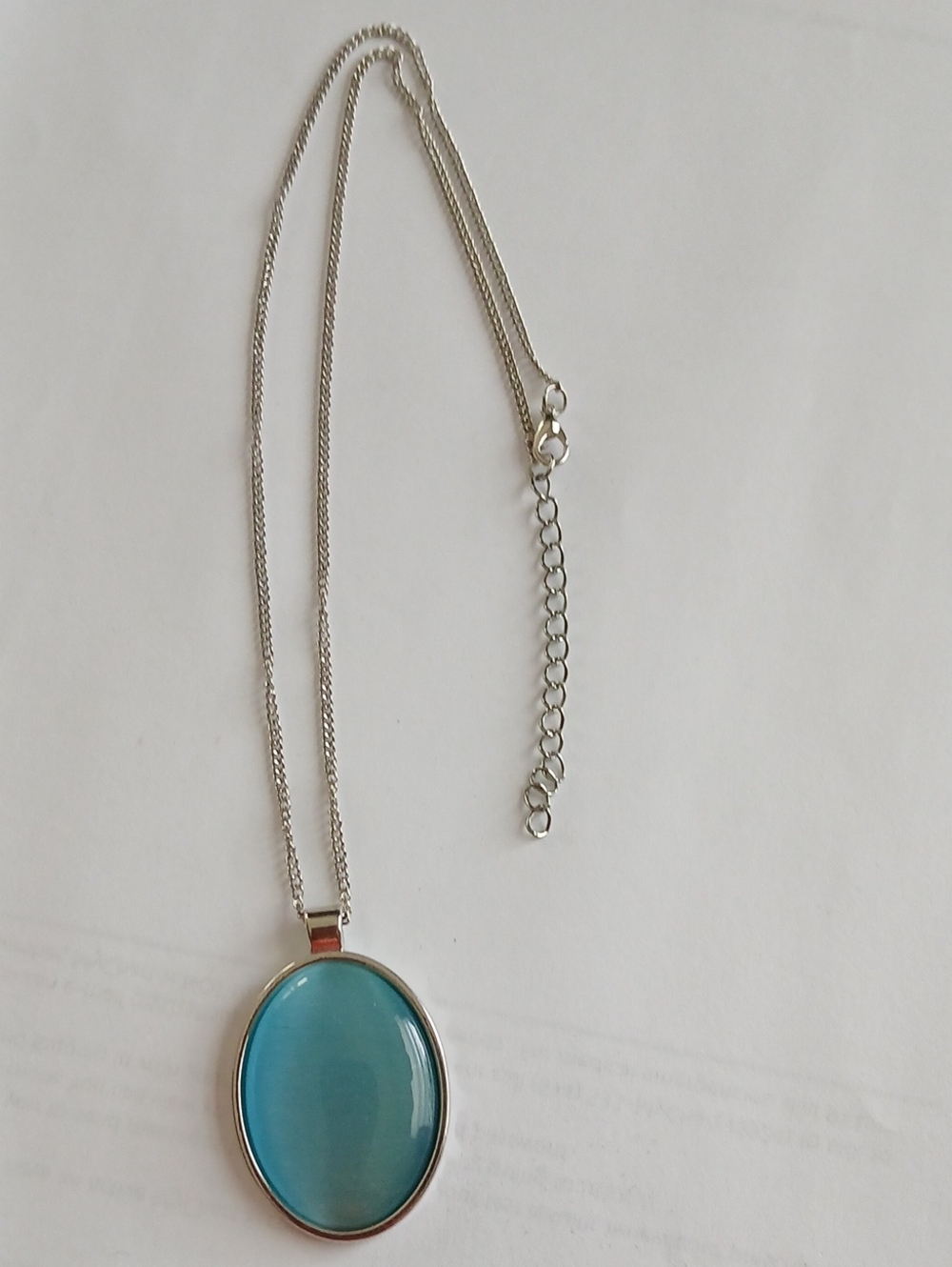 Paparazzi-Silver Chain Necklace with Blue Moonstone Oval Pendant
